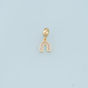 Gold Tiny Horseshoe Charms,18K Gold Filled CZ Horseshoe Pendant,Horseshoe Charm Bracelet Necklace for DIY Jewelry Making Supply
