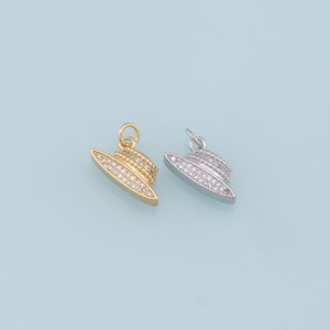 Gold Planet Charms,18K Gold Filled Planet Pendant,CZ Micro Pave Planet Charm Bracelet Necklace for DIY Jewelry Making Supply