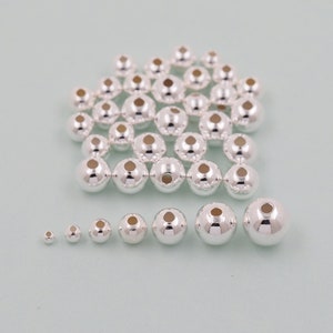 50pcs Sterling Silver Tiny Round Spacer Beads,925 Silver Bracelet Beads,Ball Spacer Beads for Bracelet Jewelry Necklace Making Supply