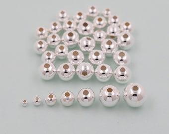 50pcs Sterling Silver Tiny Round Spacer Beads,925 Silver Bracelet Beads,Ball Spacer Beads for Bracelet Jewelry Necklace Making Supply