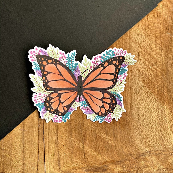 Floral butterfly sticker