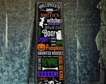 Customized Halloween Patio Sign, Entryway Halloween Decor, Witch Trick or Treat Sign, Haunted House Decor, Outside Outdoor Halloween Decor