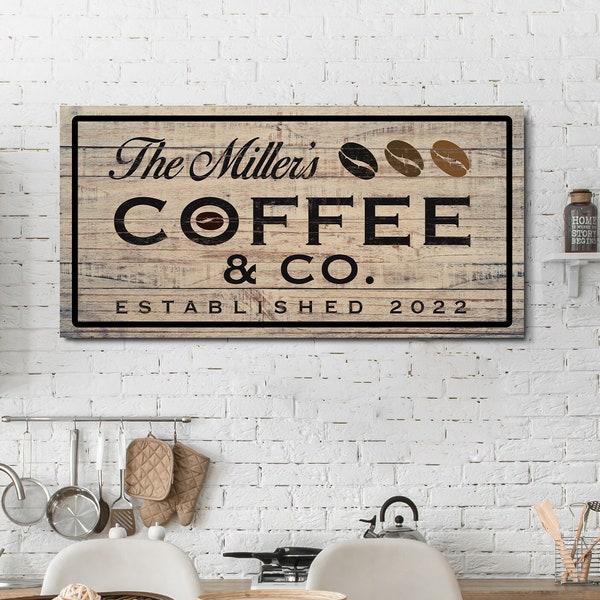 Personalized Coffee Co Sign, Vintage Coffee Shop Decor, Housewarming Gift, Kitchen Decor, Coffee Bar Wall Art, Farmhouse Fresh Coffee Sign