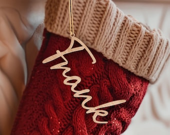 Personalized Christmas Stocking Tags, Wooden Stocking Tag, Christmas Stocking Name Tags and Gift Labels, Stocking Name, Xmas Home Decor