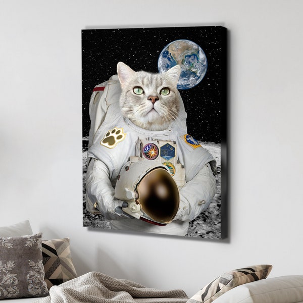 Custom Pet Portrait,Pet Portrait,Cosmonaut Pet Portrait,Astronaut Pet Portait,Personalized Cat Portrait,Funny Pet Portrait,Space Pet Art