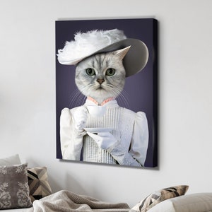 Custom Princess Cat Portrait | Personalized Pet Portraits | King Queen Pet Portraits | Dog Portrait Canvas | New Pet Gift | Dog Art Pet Gift