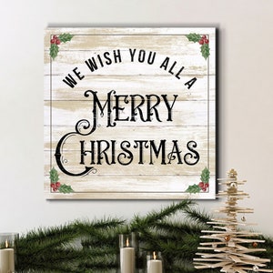 Frohes Weihnachtsschild | Weihnachtsdeko | We Wish You All A Merry Christmas Sign | Vintage Rustikales modernes Bauernhaus Weihnachtsdekor