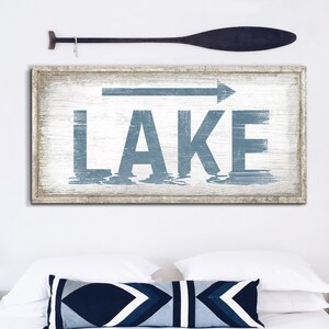 Lake House Sign | Large Canvas Wall Art | Rustic Farmhouse Wall Decor | Lake House Decor | Lake Life Style, Housewarming Gift, New Home Gift