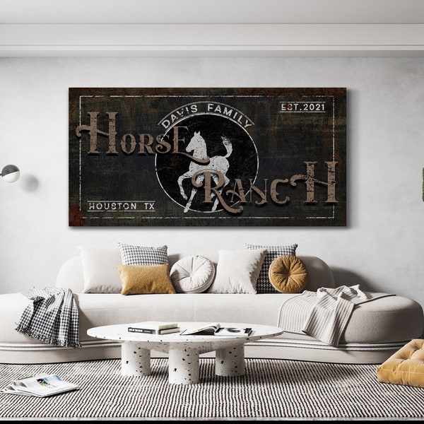 Personalisierte Pferde Ranch Schild, Pferde Ranch, Vintage Ranch Dekor, Outdoor Ranch Wanddekor, moderne Bauernhaus Wandkunst, rustikale Bauernhausdekor