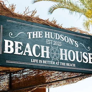 Personalized Beach House Canvas Sign, Family Name Beach Sign, Coastal Wall Decor, Cottage Beach Wall Decor, Nautical Beach Vacation Home Art