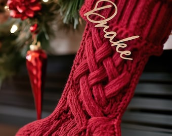 Personalized Christmas Stocking Tags, Wooden Stocking Tag, Christmas Stocking Name Tags and Gift Labels, Stocking Name, Xmas Home Decor