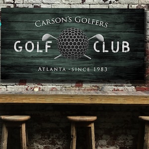 Personalized Golf Club Sign | Modern Farmhouse Family Name Sign | Rustic Chic Wall Decor | Custom Canvas Wall Art for Living Room, Bedroom