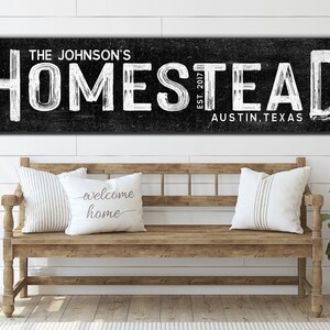 Custom Family Name Sign | Modern Farmhouse Wall Decor | Modern Vintage Decor | Custom Last Name Sign | Large Rustic Canvas Print|Living Room