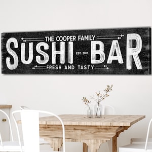 Custom Sushi Bar Sign | Fresh And Tasty Sign | Personalized Huge Canvas | Bar sign |Outdoor Bar Decor|Home Bar Sign Father&#39;s Day Gift Canvas