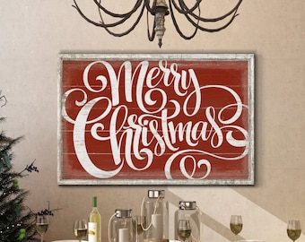Merry Christmas Sign | Christmas & Winter Decor | Vintage Christmas Wall Art | Modern Farmhouse Christmas Decor | Primitive Christmas Decor
