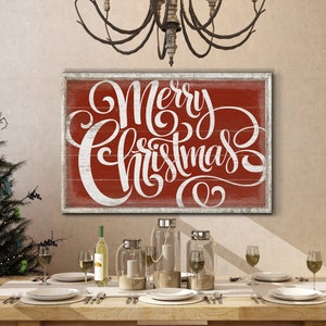 Merry Christmas Sign | Christmas & Winter Decor | Vintage Christmas Wall Art | Modern Farmhouse Christmas Decor | Primitive Christmas Decor