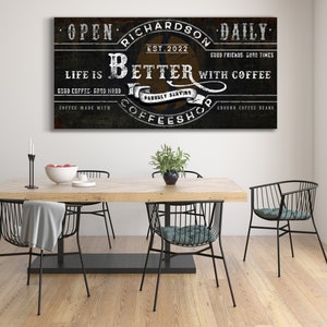 Custom Coffee Shop Sign, Coffee Shop Sign, Vintage Coffee Shop Sign, Fresh Coffee Sign, Modern Farmhouse, Rustic Kitchen Decor, Coffee Shop