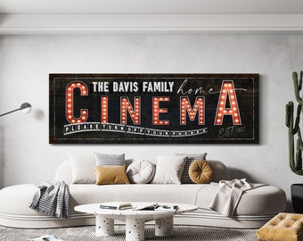 Benutzerdefinierte Heimkino Zeichen, Familien Theater Raum Zeichen, Vintage Film Zimmer Dekor, Rustikale Kino Dekoration, Bauernhaus Wand Kunst, Große Leinwand Druck