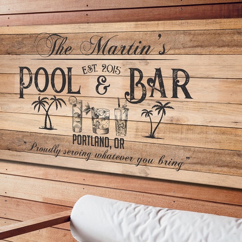 Custom POOL & BAR Sign Personalized Huge Canvas Custom - Etsy