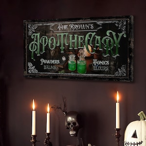 Personalized Apothecary Halloween Sign, Scary Gothic Medieval Decor, Spooky Vintage Halloween Wall Art, Creepy Rustic Fall Canvas Wall Art