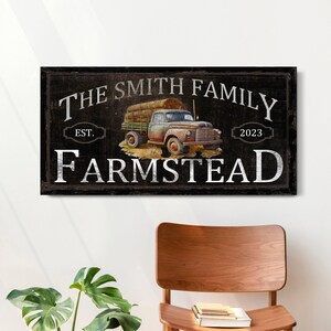 Personalized Farmstead Sign, Vintage Family Name Wall Art, Farmhouse Entryway Wall Decor, Last Name Establish Date, Homestead Canvas Artwork