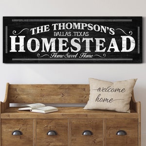 Personalized Homestead Sign, Rustic Family Name Homestead Sign, Vintage Homestead Wall Art, Modern Farmhouse Entryway Decor, Canvas Print