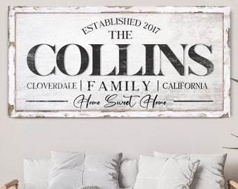 Personalized Home Sweet Home Family Name Sign, Rustic Family Name Established Sign, Entryway Wall Decor, Closing Gift, Living Room Wall Art