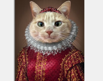 Custom Pet Portraits | Pet Portraits | Royal Cat Portrait | Regal Animal Portraits | Renaissance Cat Portrait | Regal Cat Painting|Cat Gift