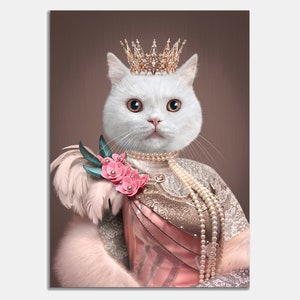 Custom Pet Portraits | Queen Pet Portrait | Female Animal Portrait | Princess Cat Portrait | Renaissance Cat Portrait | Pet Portrait Royal