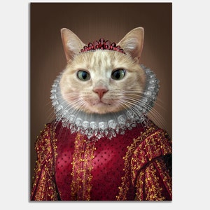 Custom Pet Portraits | Pet Portraits | Royal Cat Portrait | Regal Animal Portraits | Renaissance Cat Portrait | Regal Cat Painting|Cat Gift