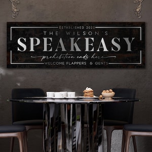 Personalized Speakeasy Prohibition Bar & Loung Sign, Vintage Man Cave Wall Decor, Custom Home Bar Sign, Retro Whiskey and Bourbon Bar Sign