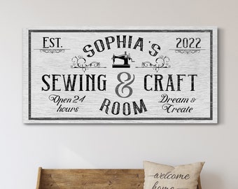 Personalized Sewing And Craft Room Sign, Embroidery Decor, Sewing Room Decor, Mother's Day Gift, Farmhouse Wall Art, Large Canvas Print