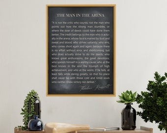 The Man In The Arena Sign | The Man In The Arena Framed | Inspirational Sign | Living Room Sign | Motivational Sign | Theodore Roosevelt