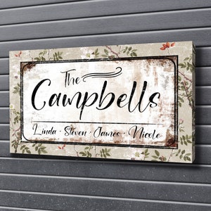 Custom Family Name Sign, Last Name Sign, Family Dining Room Decor, Rustic Home Art, Vintage Family Sign, Farmhouse Wall Art, Canvas Print