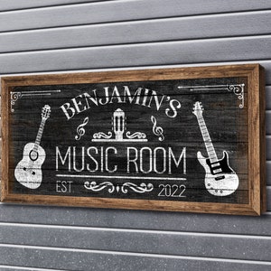 Personalized Music Room Sign, Custom Music Studio Signs, Gifts for Him, Fathers Fay Gift, Home Decor for Musician & Bands, Music Lover Gift