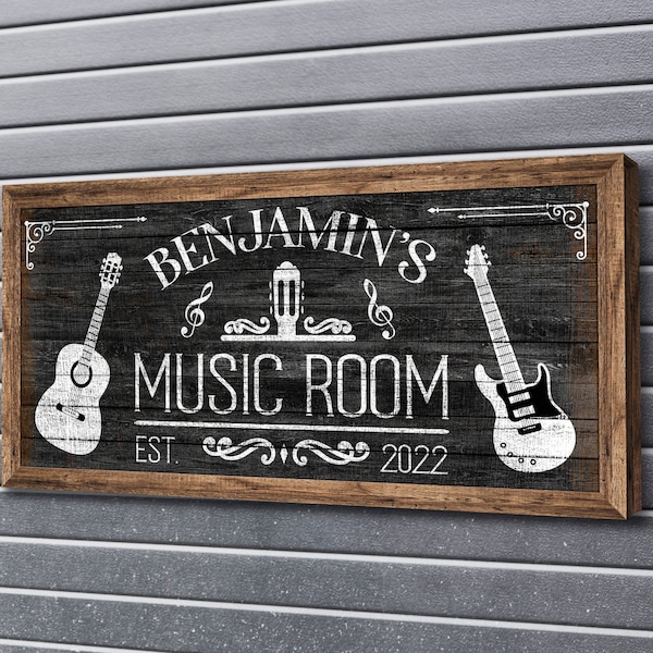 Personalized Music Room Sign, Custom Music Studio Signs, Gifts for Him, Fathers Fay Gift, Home Decor for Musician & Bands, Music Lover Gift