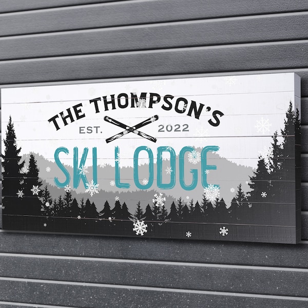 Custom Ski Lodge Sign, Winter Farmhouse House Wall Hangings, Mountain House Decor, Cabin Decor, Christmas Gift, Winter Sports Ski Lover Gift