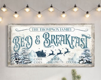 Personalized Bed & Breakfast Sign, Farmhouse Sign, Christmas Gift, Custom Holiday Winter Decor, North Pole Sign, Hot Cocoa and Cookies Sign