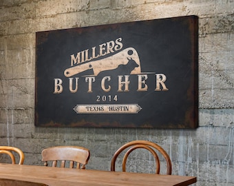 Custom Butcher Sign | Personalized Huge Canvas | Large Farmhouse Canvas Print | Dining Room Wall Decor | Kitchen Signs | Signs For Home Gift