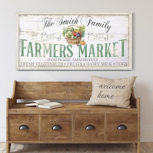 Personalized Farmers Market Sign, Vintage Fresh Eggs & Daily Milk Wall Hanging, Organic Farm Entryway Wall Decor, Farmhouse Kitchen Wall Art