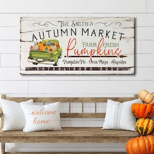 Personalized Autumn Market Sign Family Pumpkin Farm Sign Rustic Fall Wall Art Pumpkin Wall Decor Thanksgiving Sign Pumpkin Sign Canvas Print