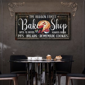Personalized Bake Shop Sign, Bakery Wall Decor, Farmhouse Kitchen Signs, Custom Mother's Gift, Vintage Grandma's Patisserie Canvas Wall Art