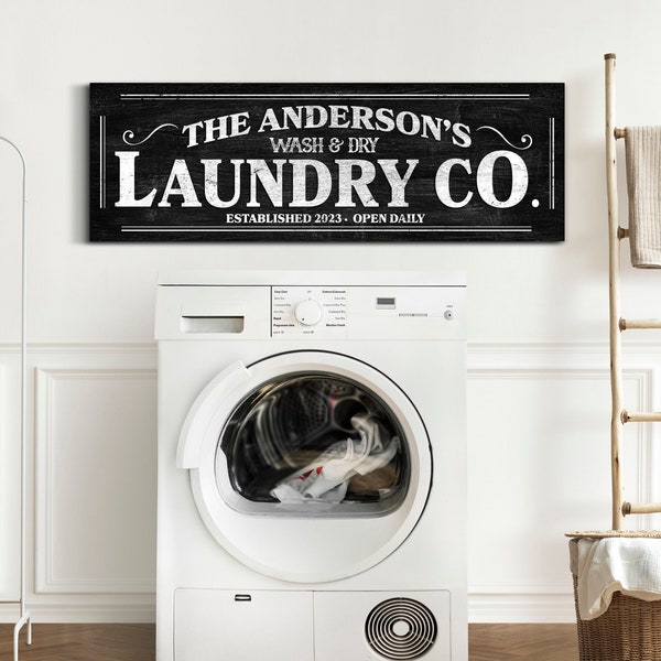 Personalized Laundry Company Sign, Laundry Room Wall Decor, Bathroom Wall Hangings, Farmhouse Laundry Room Sign, Vintage Canvas Wall Art