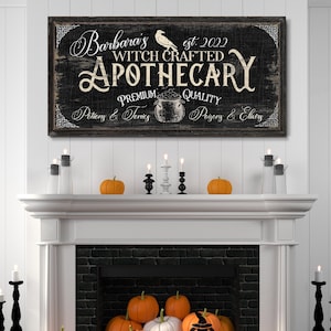 Personalized Apothecary Sign Witch Crafted Witchy Decor Halloween Wall Decor Gothic Medieval Decor Spooky Vintage Halloween Canvas Wall Art