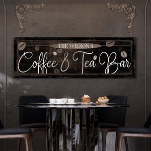 Personalized Coffee & Tea Bar Sign, Family Name Kitchen Dining Room Decor, Coffee  Tea Co Sign, Vintage Coffee Shop Decor, Coffee Lover Gift