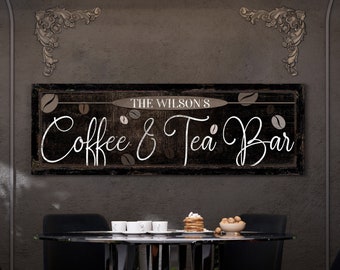 Personalized Coffee & Tea Bar Sign, Family Name Kitchen Dining Room Decor, Coffee  Tea Co Sign, Vintage Coffee Shop Decor, Coffee Lover Gift