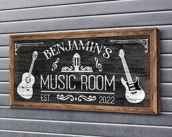Personalized Music Room Sign, Custom Music Studio Signs, Gifts for Him, Fathers Fay Gift, Home Decor for Musician & Bands, Music Lover Gift