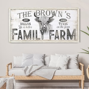 Personalized Family Farm Sign, Farmhouse Homestead Wall Art, Last Name Living Room Decor, Vintage Established Date Farmstead Canvas Wall Art