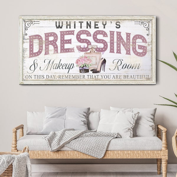 Personalized Dressing & Makeup Room Sign, Vintage Beauty Room Sign, Closet Wall Decor, Gift for Fashion Lovers, Makeup Artist Studio Decor
