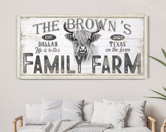 Personalized Family Farm Sign, Farmhouse Homestead Wall Art, Last Name Living Room Decor, Vintage Established Date Farmstead Canvas Wall Art